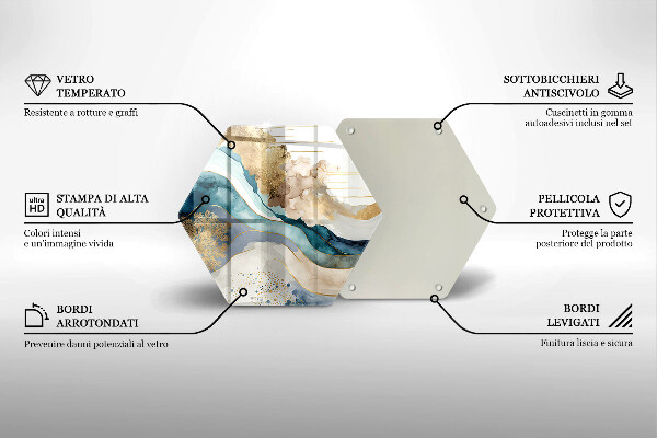 Üveg vágódeszka Színes márvány