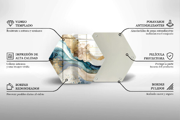 Üveg vágódeszka Színes márvány