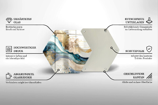 Üveg vágódeszka Színes márvány