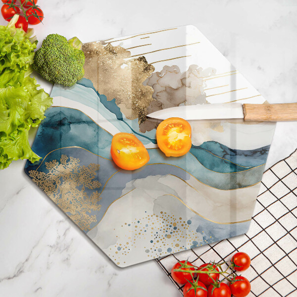 Üveg vágódeszka Színes márvány