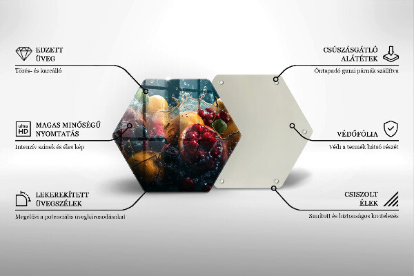 Üveg vágódeszka Gyümölcsök vízben