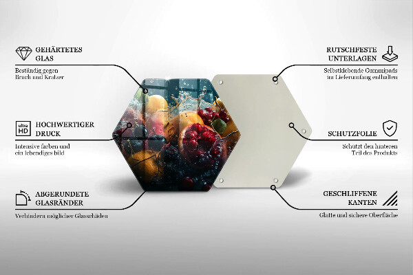 Üveg vágódeszka Gyümölcsök vízben