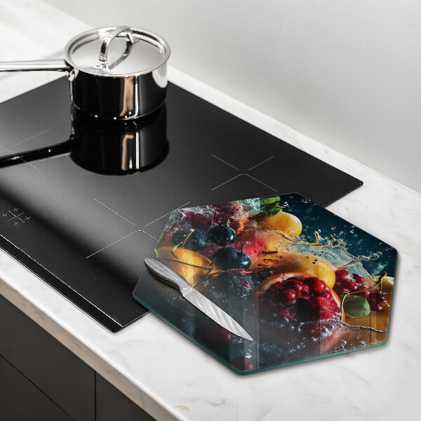 Üveg vágódeszka Gyümölcsök vízben