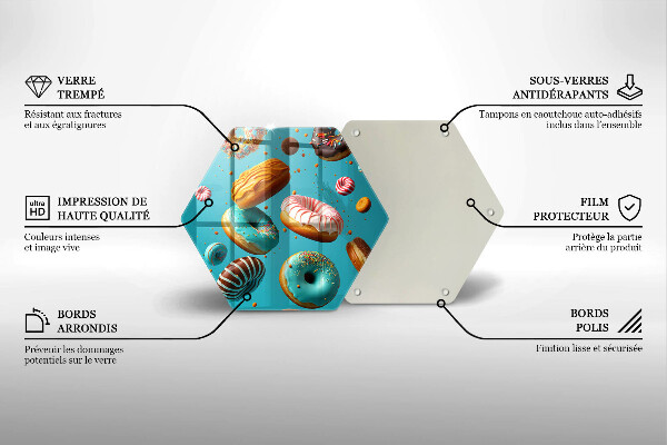 Üveg vágódeszka Színes fánk