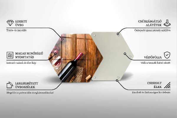 Üveg vágódeszka Egy üveg vörösbor