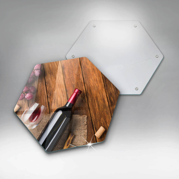 Üveg vágódeszka Egy üveg vörösbor