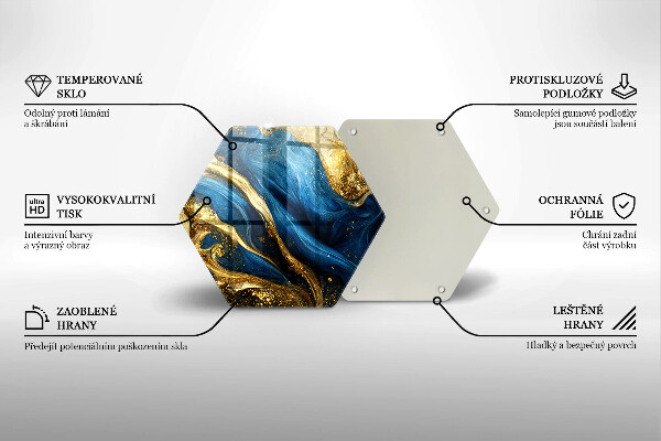 Üveg vágódeszka Kék és arany márvány