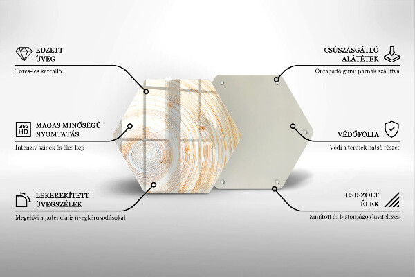 Üveg vágódeszka Fa textúra