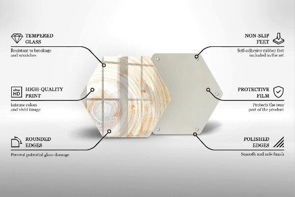 Üveg vágódeszka Fa textúra