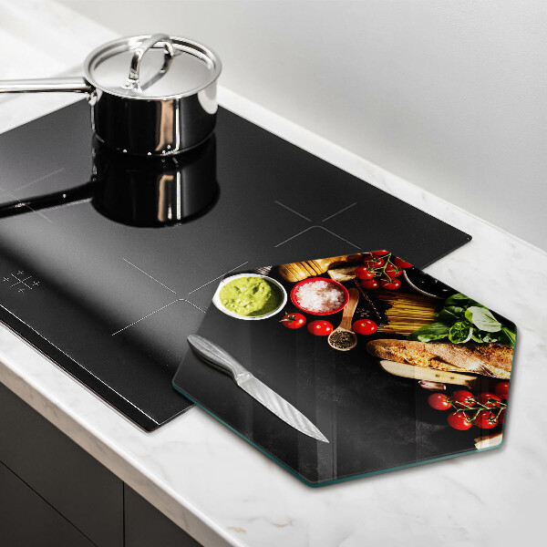 Üveg vágódeszka Olasz alapanyagok és fűszerek