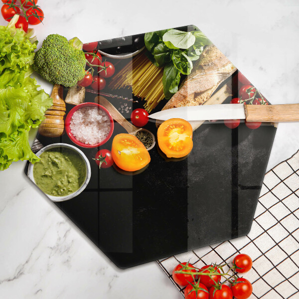 Üveg vágódeszka Olasz alapanyagok és fűszerek