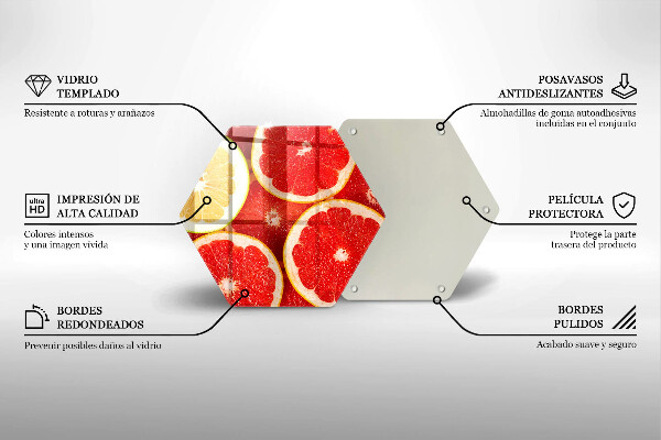 Üveg vágódeszka Grapefruit szeletek