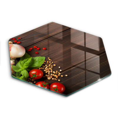 Üveg vágódeszka Zöldségek az asztalon