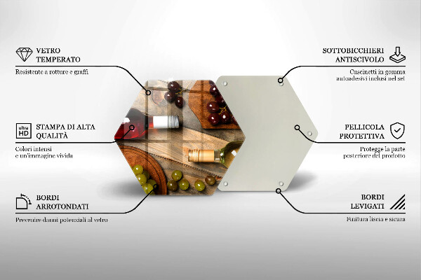 Üveg vágódeszka Borosüvegek és szőlő