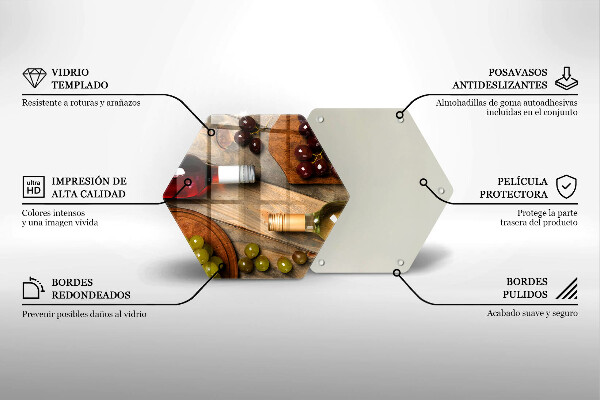 Üveg vágódeszka Borosüvegek és szőlő