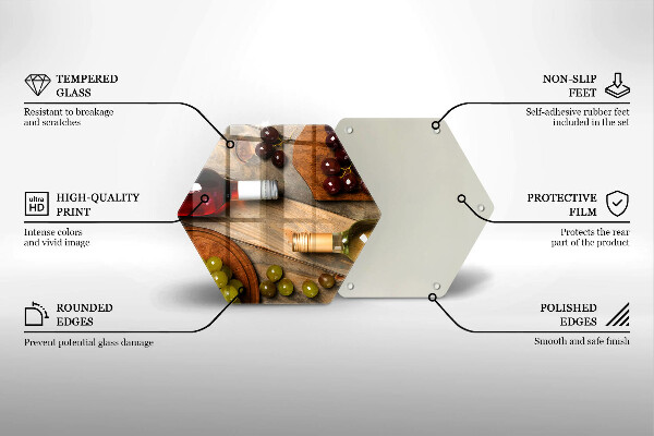 Üveg vágódeszka Borosüvegek és szőlő