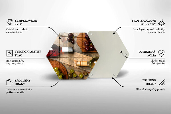 Üveg vágódeszka Borosüvegek és szőlő