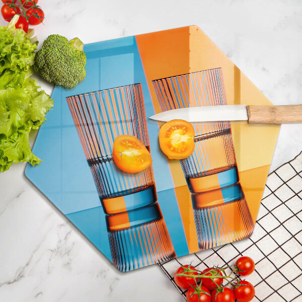 Üveg vágódeszka Két pohár vizet