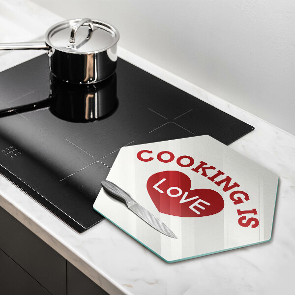 Üveg vágódeszka Cooking is love