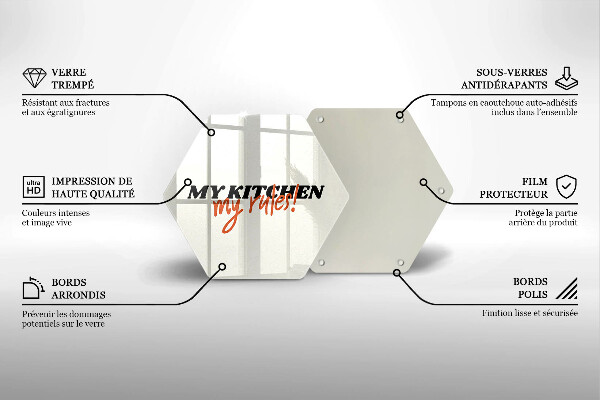 Üveg vágódeszka My kitchen my rules