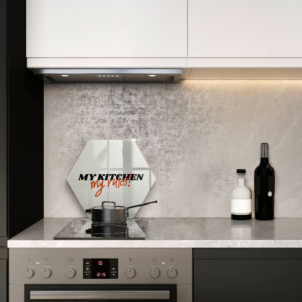 Üveg vágódeszka My kitchen my rules