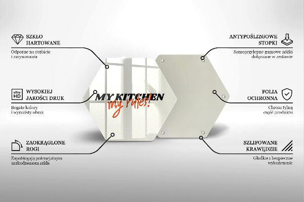 Üveg vágódeszka My kitchen my rules