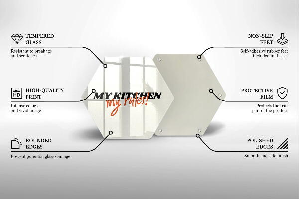 Üveg vágódeszka My kitchen my rules