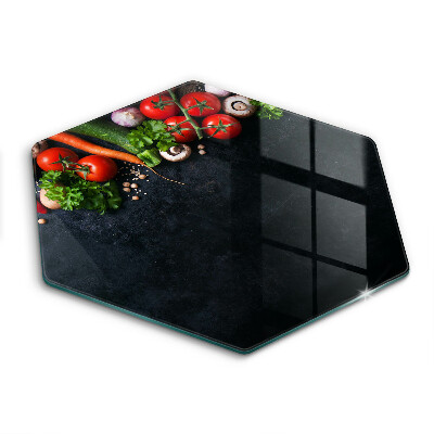 Üveg vágódeszka Színes zöldségek