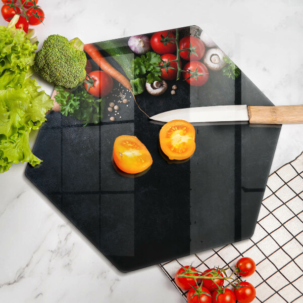 Üveg vágódeszka Színes zöldségek