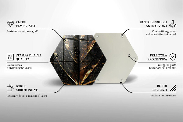 Üveg vágódeszka Aranylemez