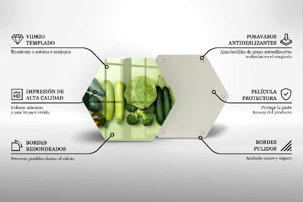 Üveg vágódeszka Zöld gyümölcsök és zöldségek
