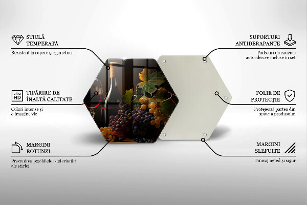 Üveg vágódeszka Pohár bor és szőlő