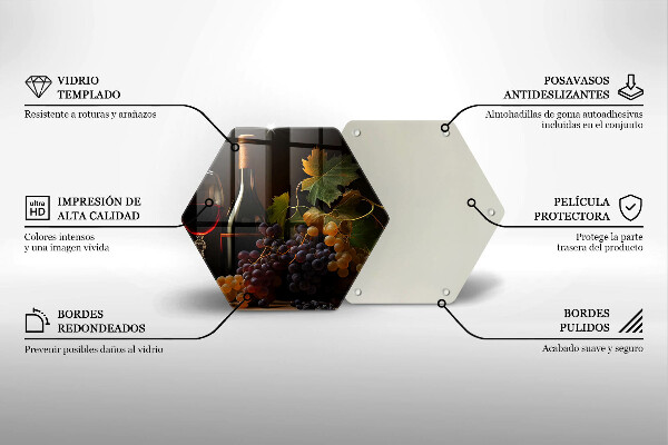 Üveg vágódeszka Pohár bor és szőlő