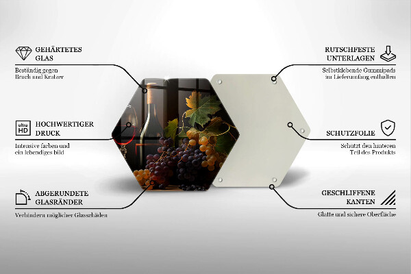 Üveg vágódeszka Pohár bor és szőlő