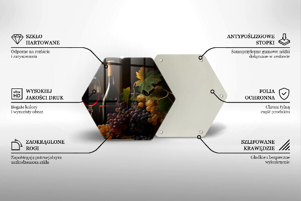 Üveg vágódeszka Pohár bor és szőlő