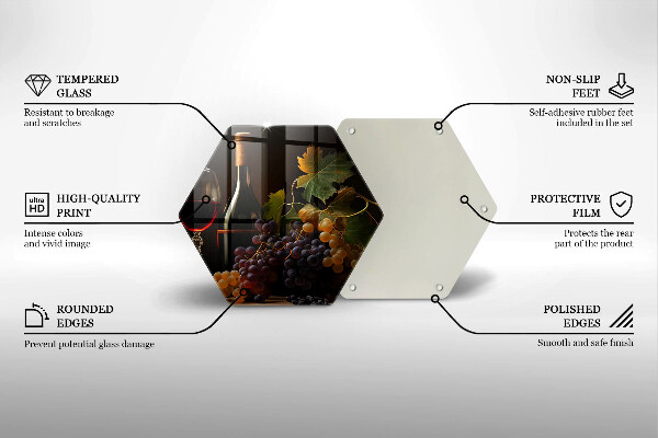 Üveg vágódeszka Pohár bor és szőlő