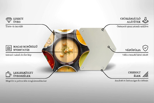Üveg vágódeszka Színes levesek