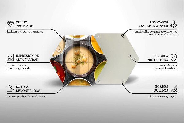 Üveg vágódeszka Színes levesek