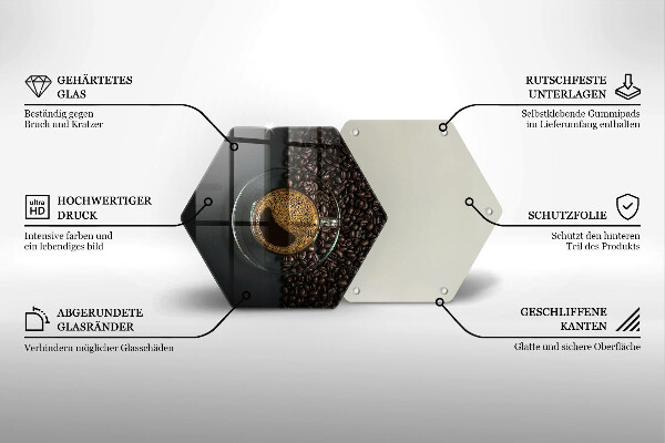 Üveg vágódeszka Kávé és bab