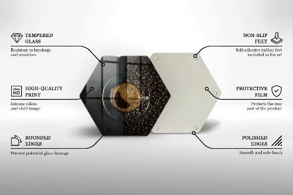 Üveg vágódeszka Kávé és bab