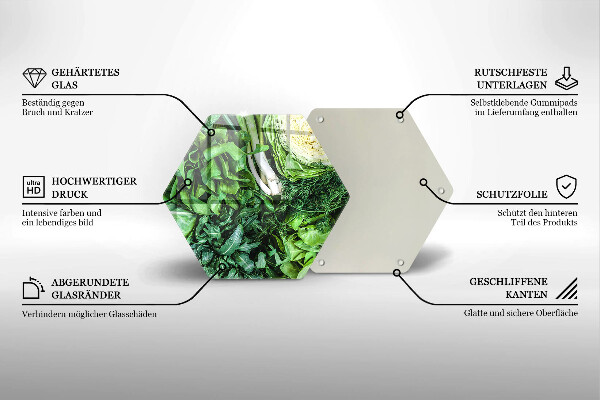 Üveg vágódeszka Zöld zöldségek