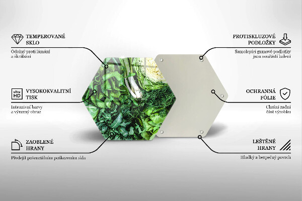 Üveg vágódeszka Zöld zöldségek