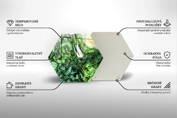 Üveg vágódeszka Zöld zöldségek