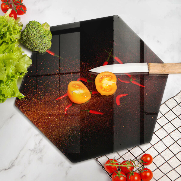 Üveg vágódeszka Csípős chili paprika
