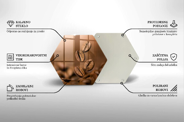 Üveg vágódeszka Kávébab