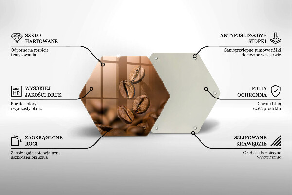 Üveg vágódeszka Kávébab