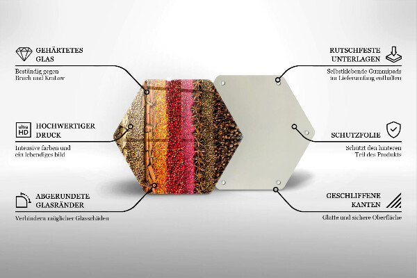 Üveg vágódeszka Színes fűszerek