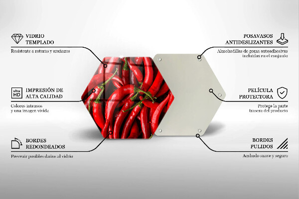 Üveg vágódeszka Csípős chili paprika