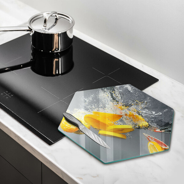 Üveg vágódeszka Citrom vízben