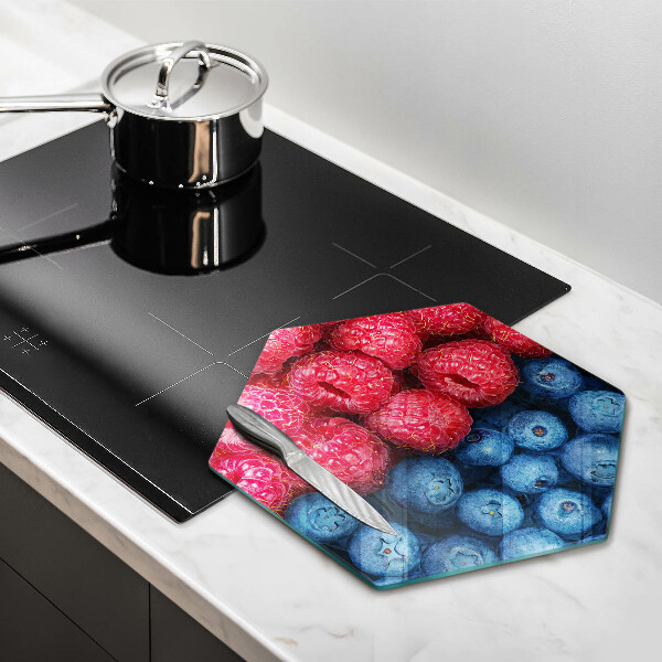 Üveg vágódeszka Málna és áfonya gyümölcsök